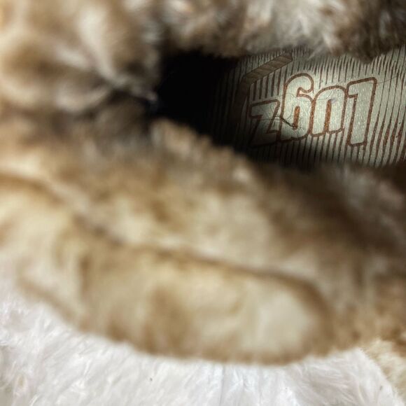 Lugz sprig fashion faux leather tan ankle slip on boots faux fur accent … - Picture 9 of 11